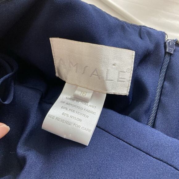 Amsale Women's Navy Blue Strapless Mini Cocktail Dress Size 16 Chic Minimalist - Picture 5 of 10